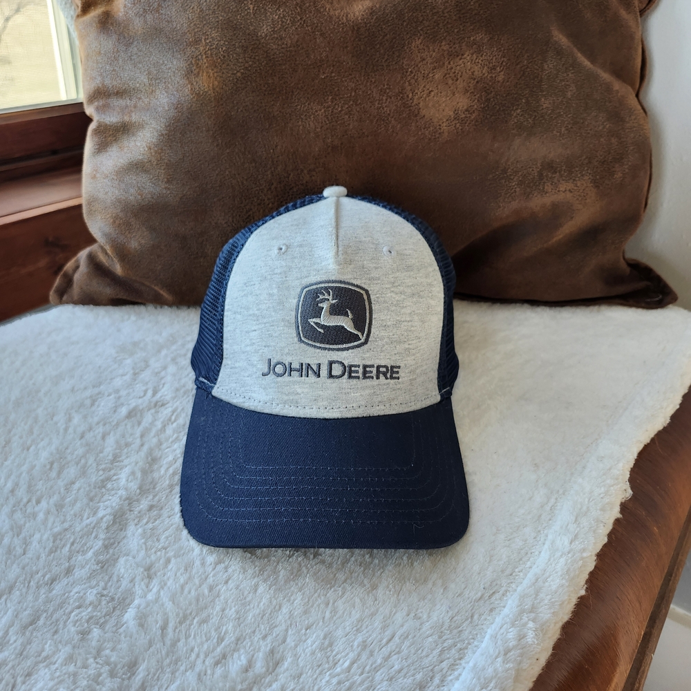Men's Navy and Grey John Deere Trucker Hat.
